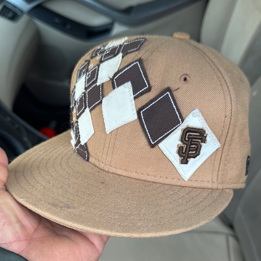 Brown Cap with Checkered Pattern